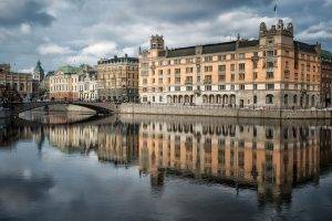cityscape, Building, River, Bridge, Reflection, Stockholm, Sweden