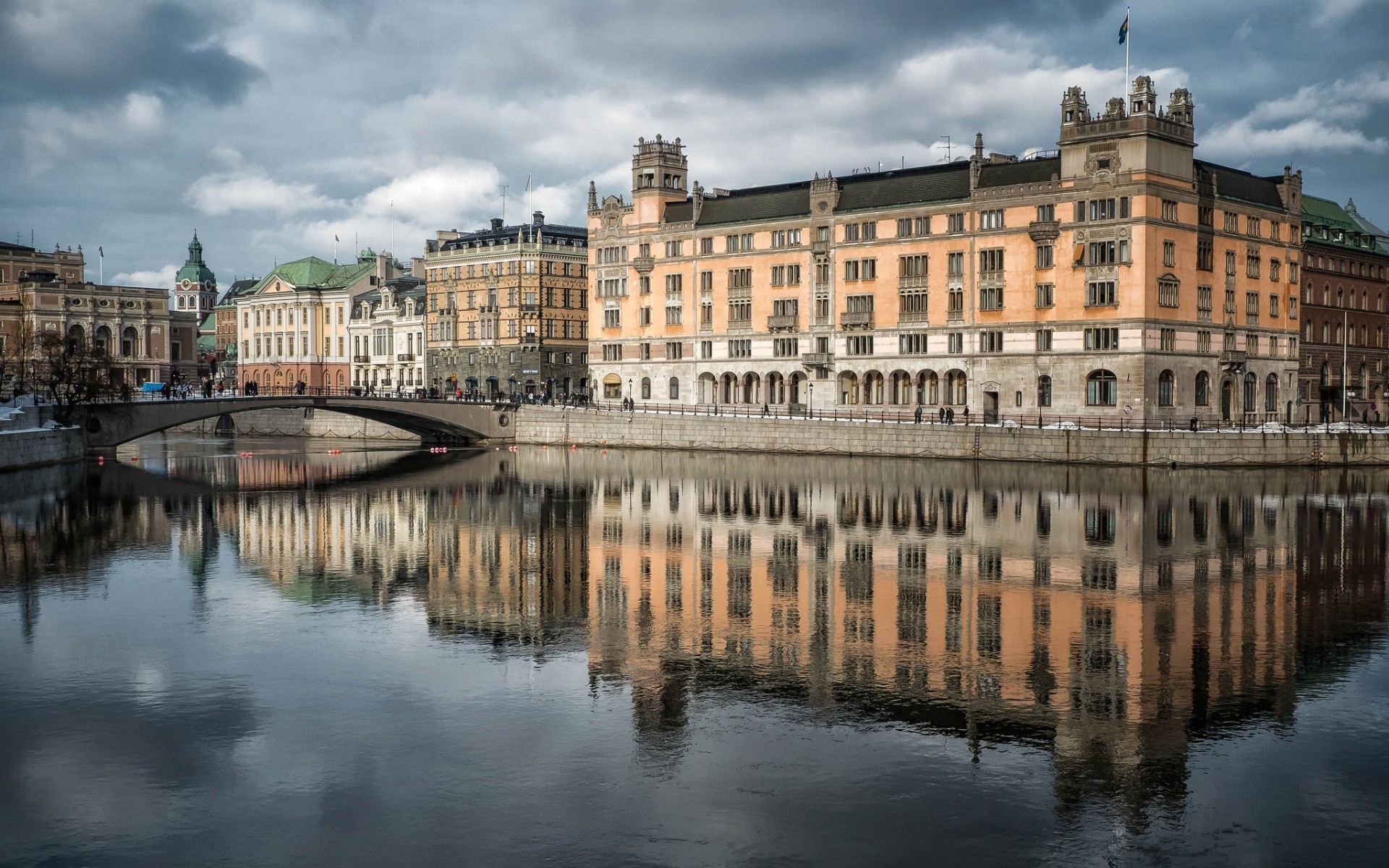 cityscape, Building, River, Bridge, Reflection, Stockholm, Sweden Wallpaper
