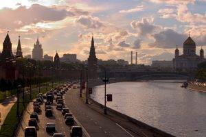 cityscape, Building, Road, River, Moscow