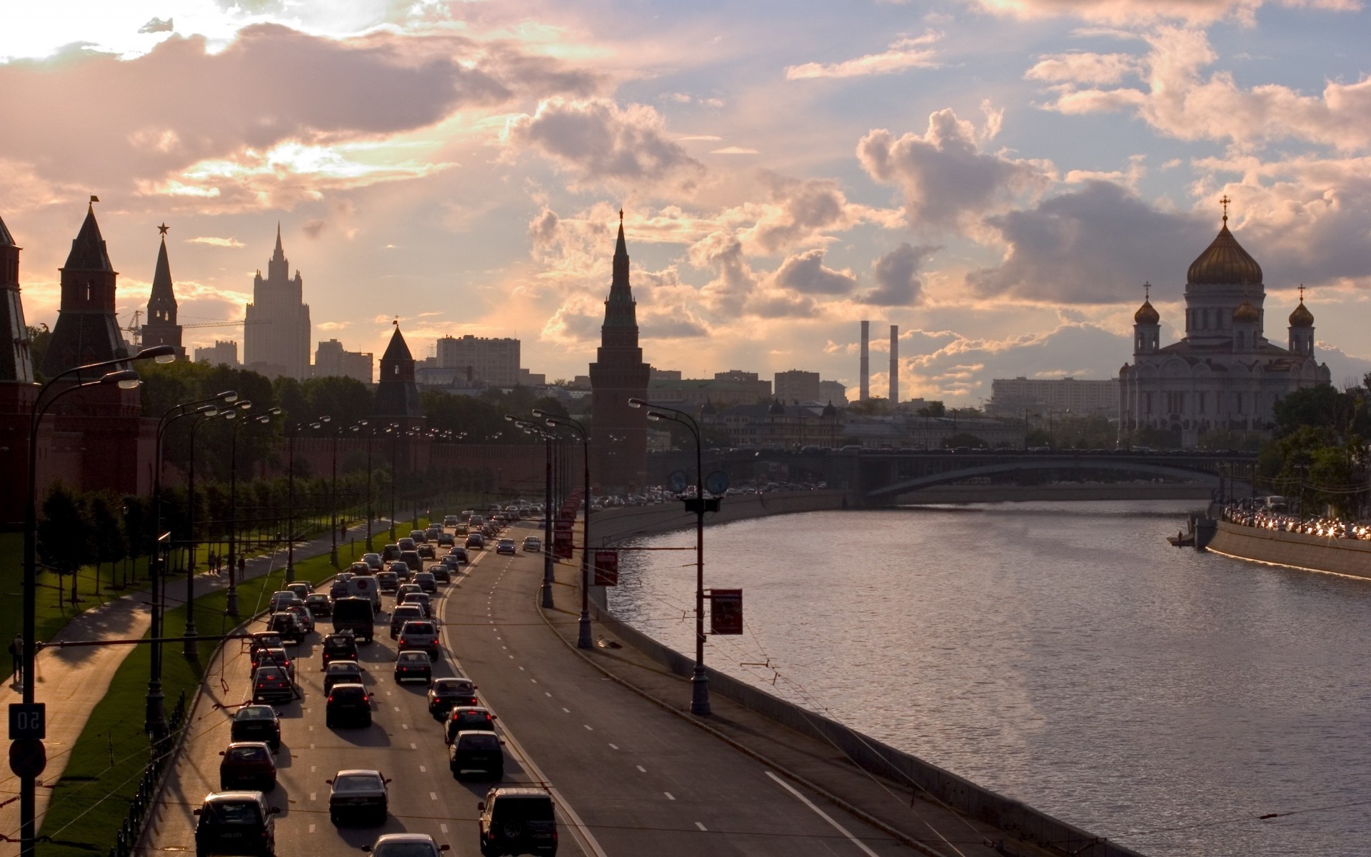 cityscape, Building, Road, River, Moscow Wallpaper