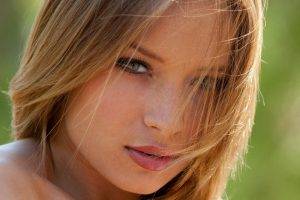 women, Lipstick, Green Eyes, Alyssa Branch, Brunette, Airbrushed