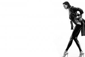 Karlie Kloss, Heels, Tight Clothing, Bodysuit, Latex, Jacket, Monochrome