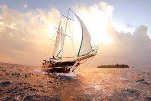 fantasy Art, Sail Boat, Boat, Ocean