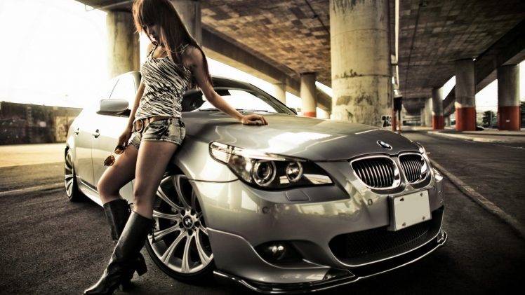 BMW, Women With Cars, BMW E60, BMW 5 Series HD Wallpaper Desktop Background