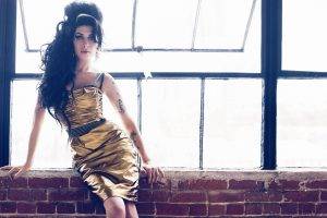 Amy Winehouse, Singer, Bricks, Tattoo, Window, Brunette