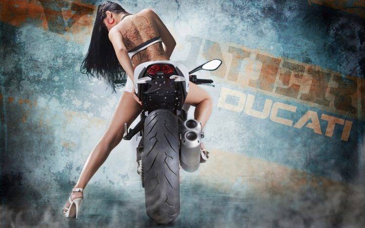 women, Model, Motorcycle, Tattoo, Ducati HD Wallpaper Desktop Background