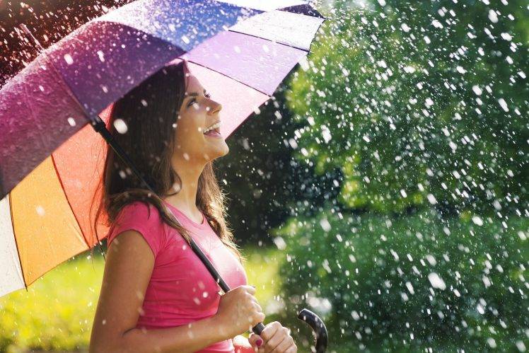 women, Rain, Umbrella HD Wallpaper Desktop Background