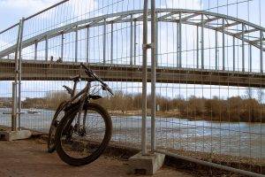 bridge, John Frost Bridge, Fence, River, Winter, Mountain Bikes