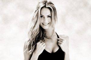 Stacy Keibler, Monochrome, Black Clothing, Cleavage, Blonde, Tank Top
