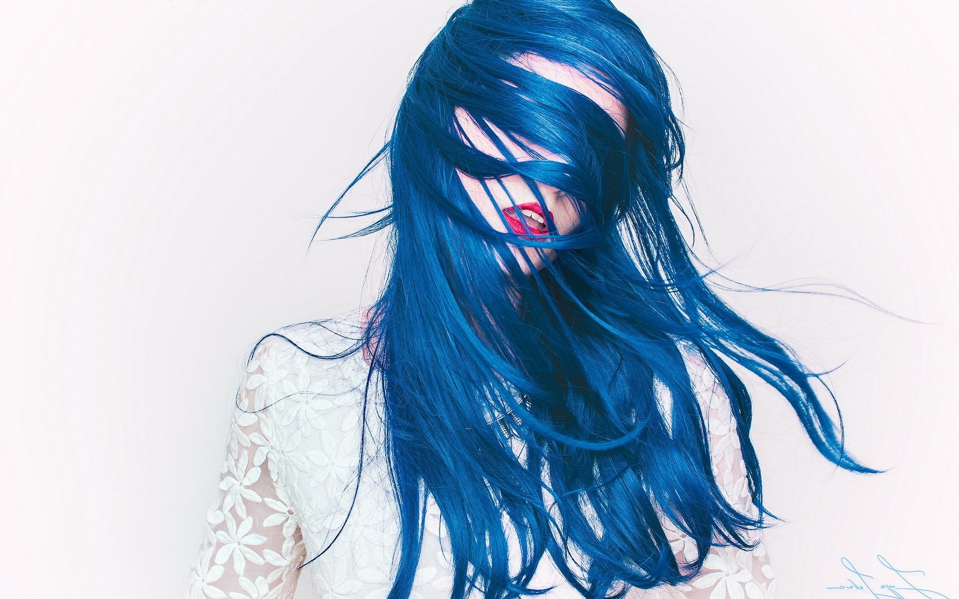 women, Blue Hair Wallpaper
