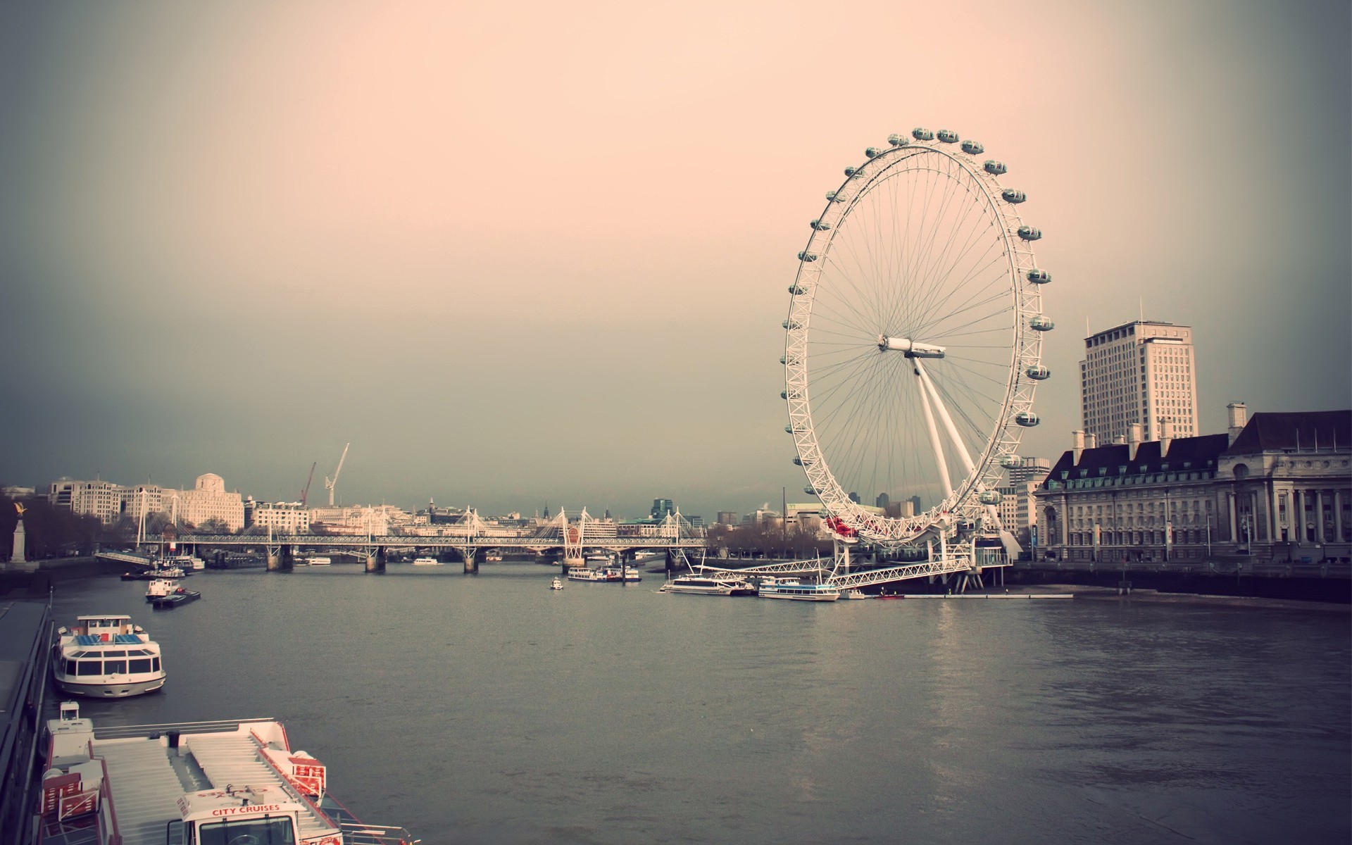 river, Boat, Ferris Wheel, Bridge, London Eye, London, River Thames Wallpaper