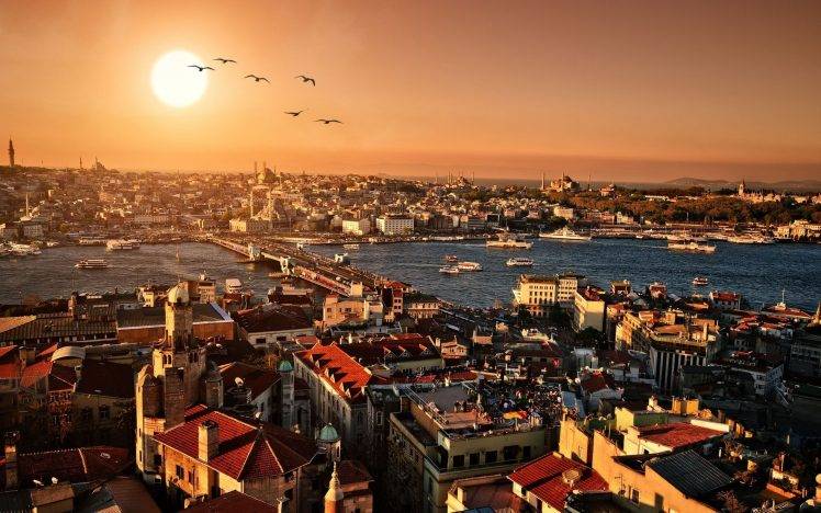 Istanbul, Turkey, Haliç, Galata Bridge, Cityscape, River HD Wallpaper Desktop Background