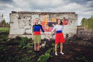 novorussia, Russia, Russian Women, Flag, Fire, DPR