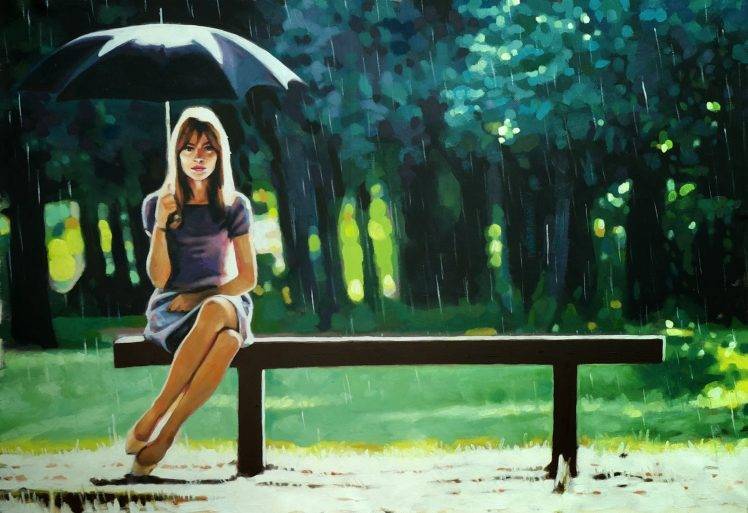 rain, Umbrella, Women HD Wallpaper Desktop Background
