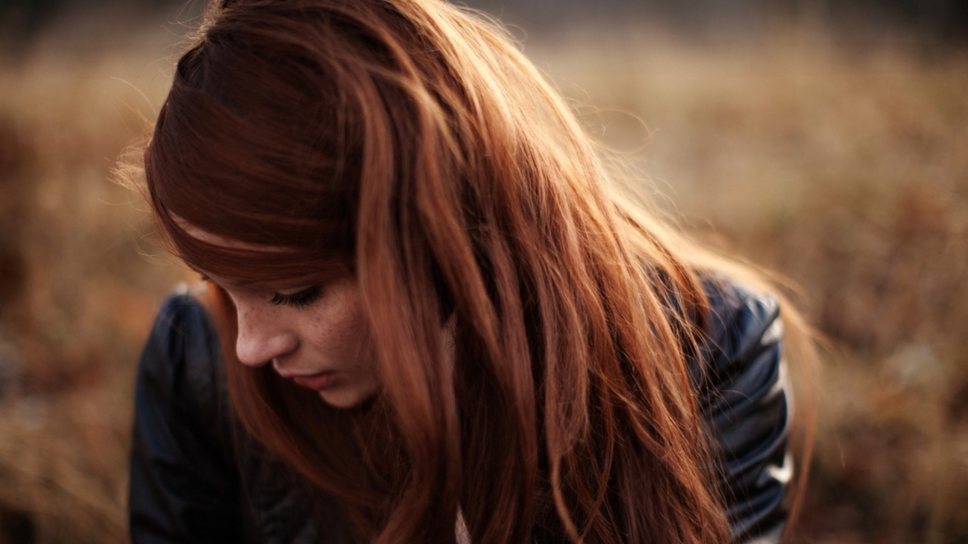 redhead, Freckles, Long Hair Wallpaper