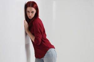 redhead, Jeans, Blouses, Women