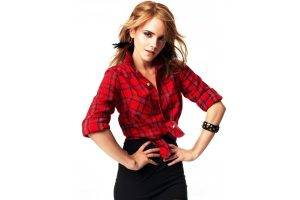 Emma Watson, Women, Blonde, Hands On Hips, White Background, Plaid