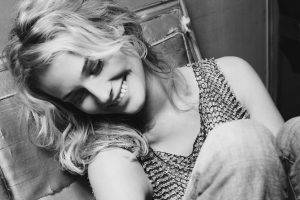 Diana Kruger, Face, Closeup, Blonde, Monochrome, Smiling