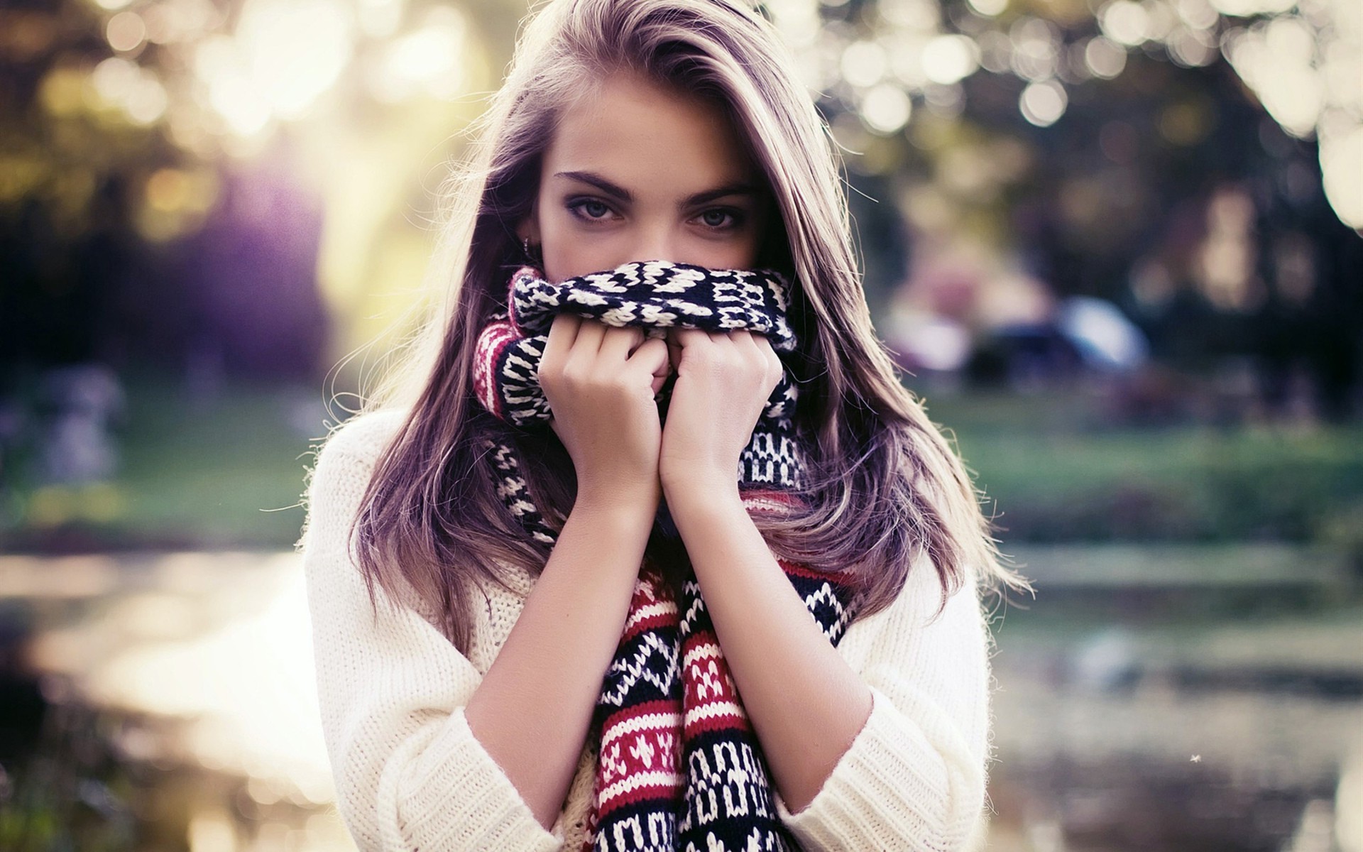 women, Model, Scarf Wallpaper