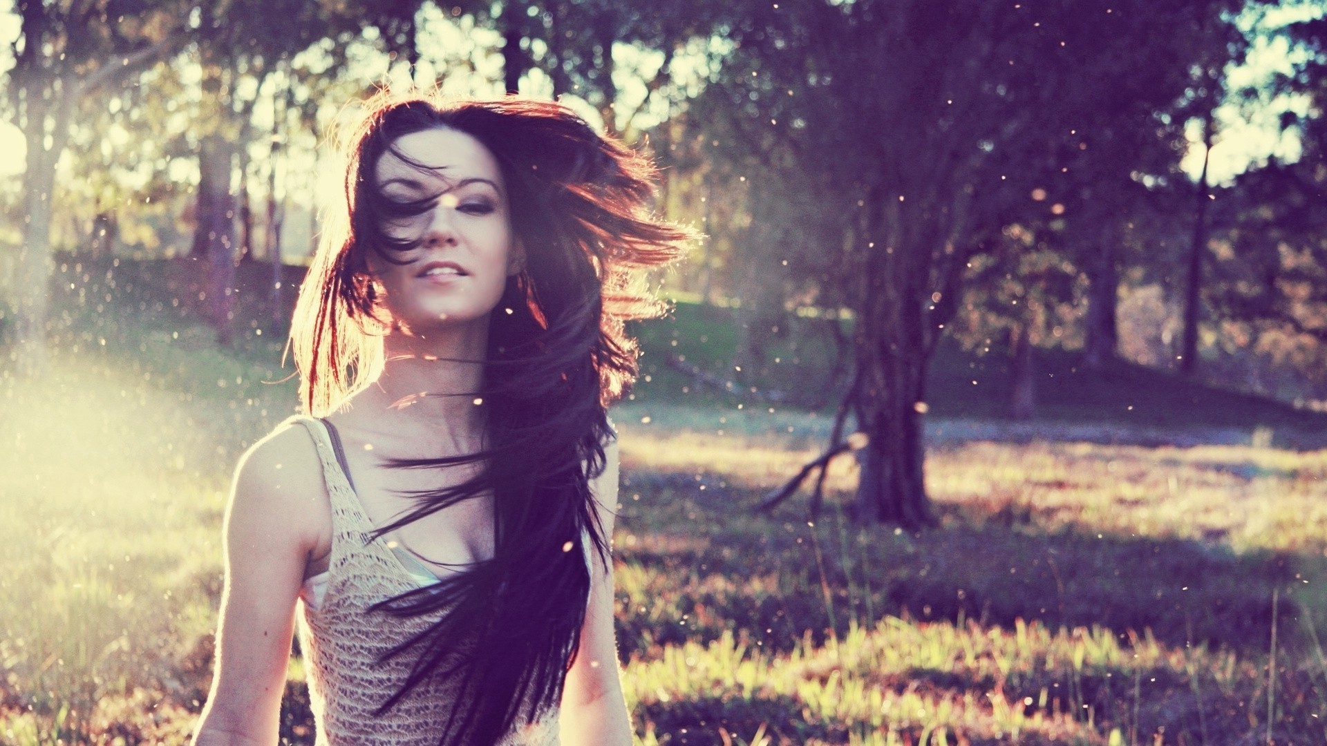 women, Bokeh, Brunette Wallpaper