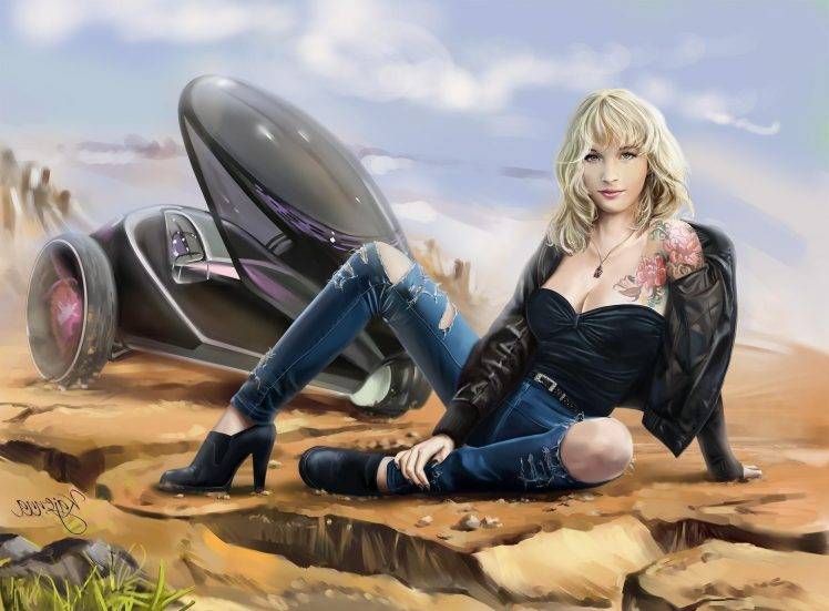 painting, Women With Cars HD Wallpaper Desktop Background