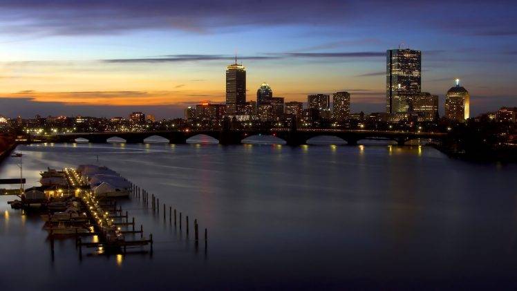 cityscape, Building, River, Sunset HD Wallpaper Desktop Background