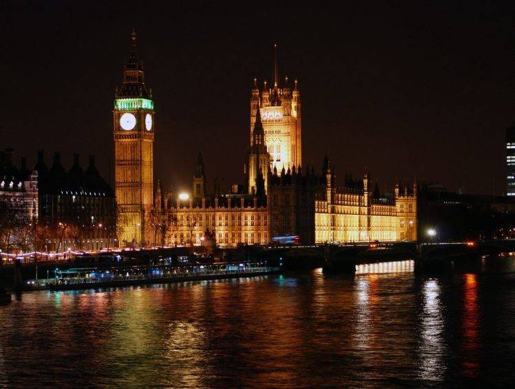 London, Big Ben, River Thames, Night, City, Clocktowers HD Wallpaper Desktop Background