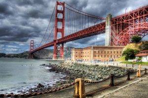 HDR, Bridge, River, Building, Golden Gate Bridge