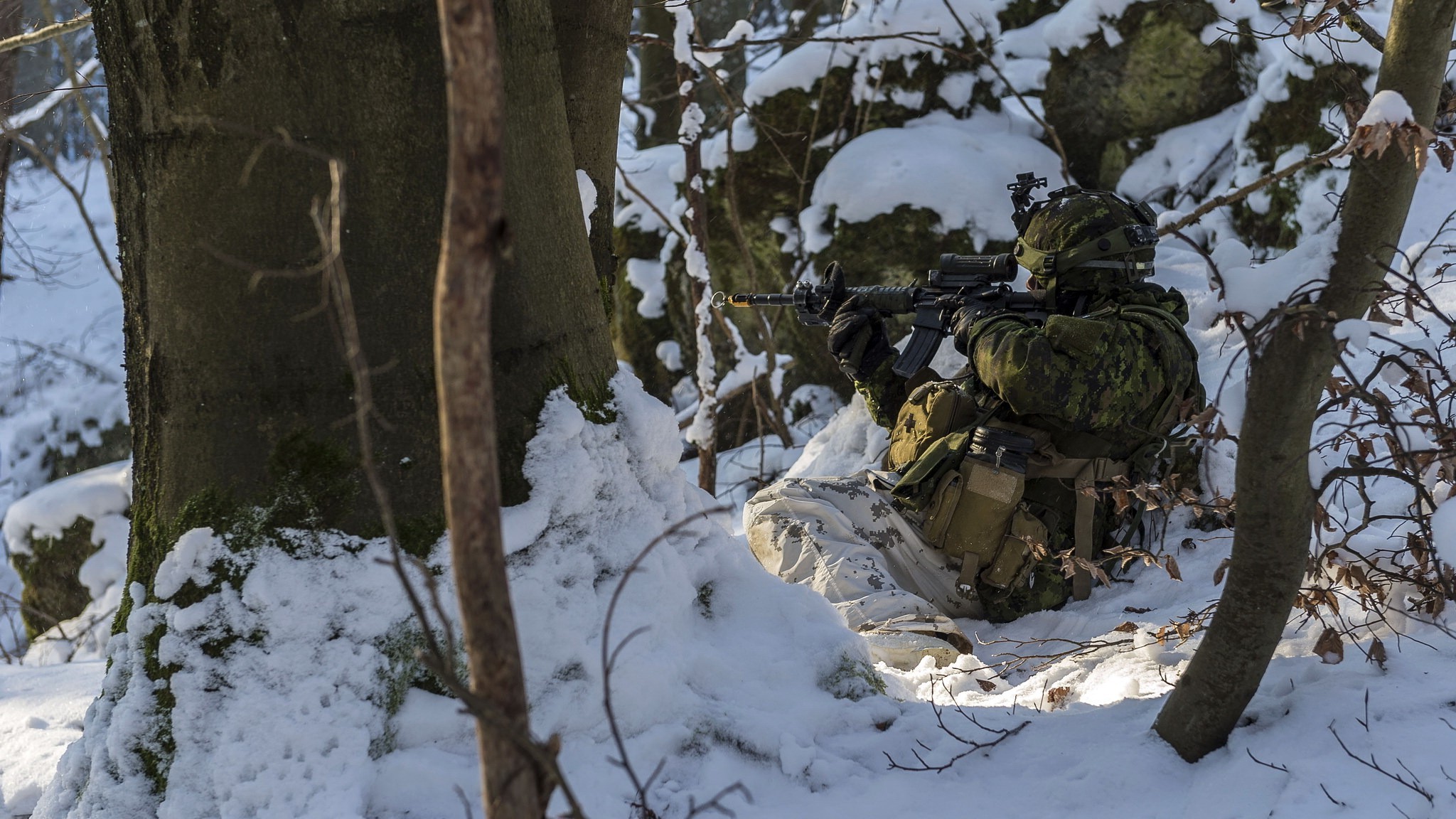 soldier, Canadian Army, Snow, Winter Wallpaper