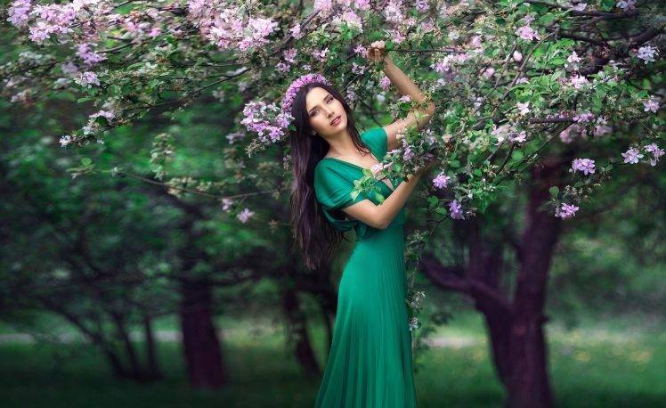 women Outdoors, Women, Model, Trees, Flowers Wallpapers HD / Desktop ...
