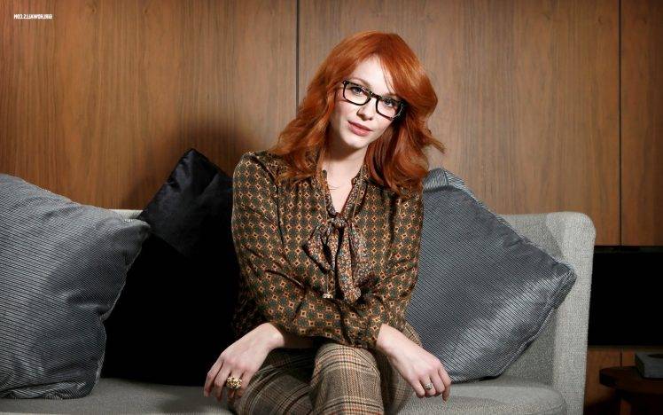 Christina Hendricks, Redhead, Women With Glasses HD Wallpaper Desktop Background