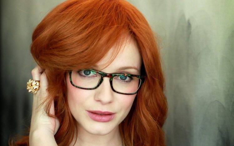 Christina Hendricks, Redhead, Women With Glasses, Closeup HD Wallpaper Desktop Background