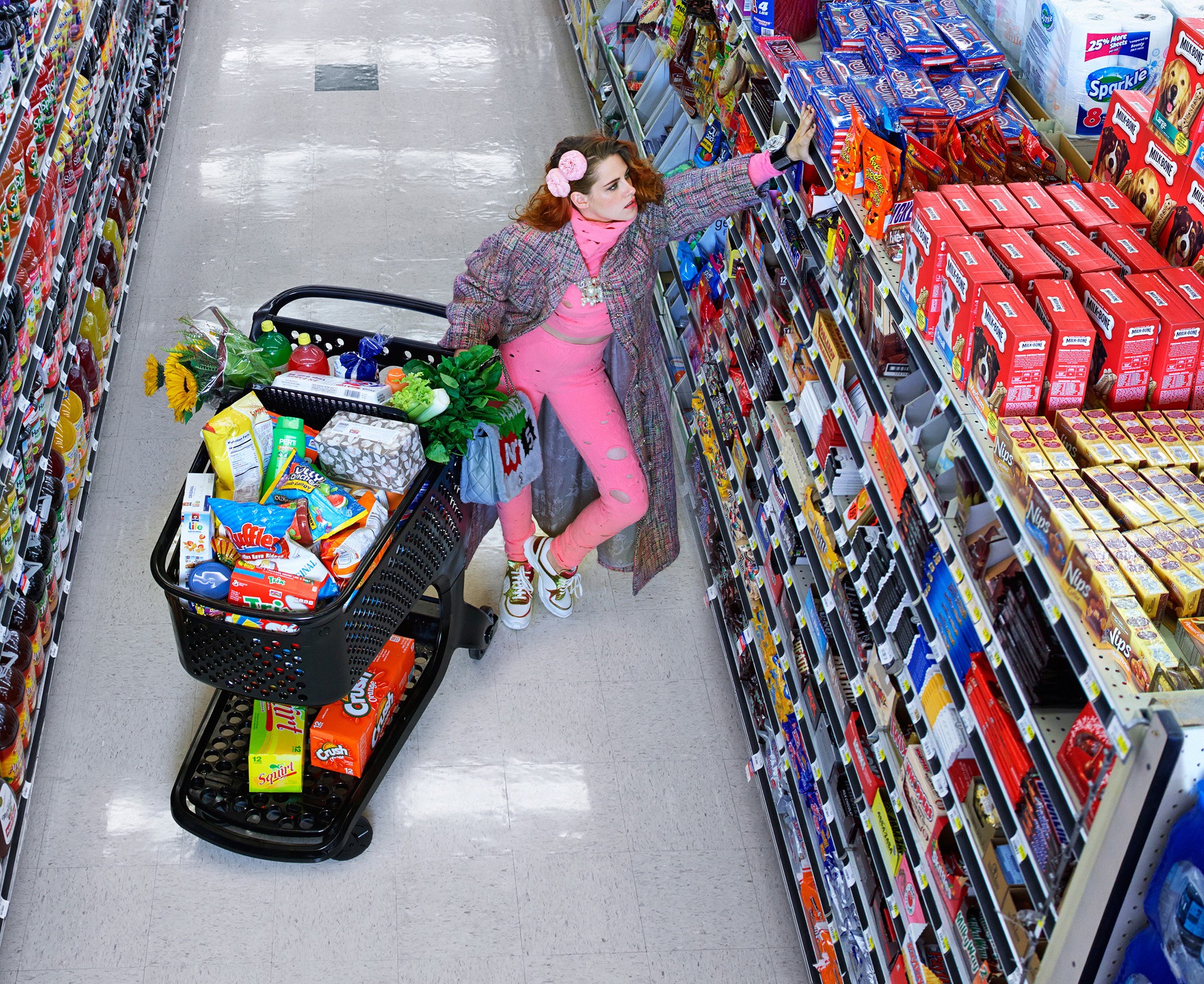 Kristen Stewart, Supermarket, Food, Shopping, Shopping Cart Wallpaper