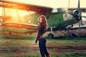 women, Women Outdoors, Model, Aircraft, Antonov An 2