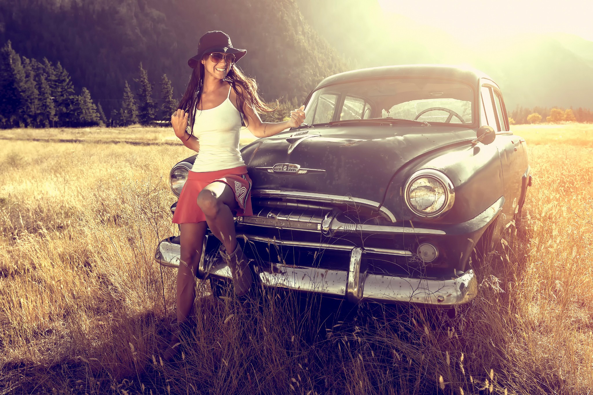 women Outdoors, Women, Model, Vehicle, Car Wallpaper
