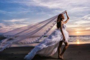 brides, Women Outdoors, Women, Model, Asian, Sea, Beach