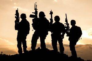 soldier, United States Army Rangers, Military, Sunset, Silhouette, Assault Rifle, Weapon