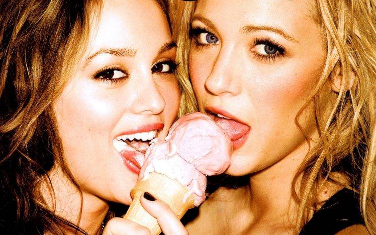 licking Lips, Blake Lively, Ice Cream HD Wallpaper Desktop Background