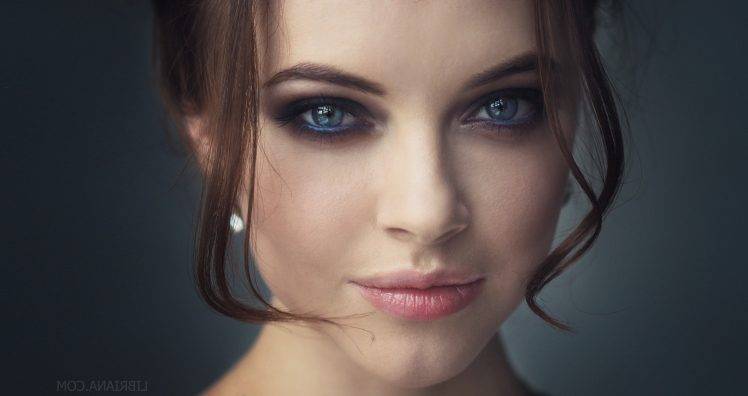 women, Brunette, Blue Eyes, Face, Smoky Eyes, Portrait, Closeup HD Wallpaper Desktop Background