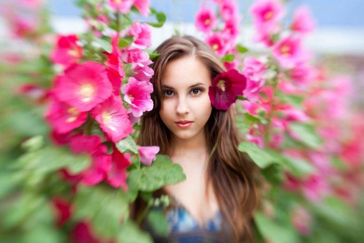 women, Model, Flowers HD Wallpaper Desktop Background