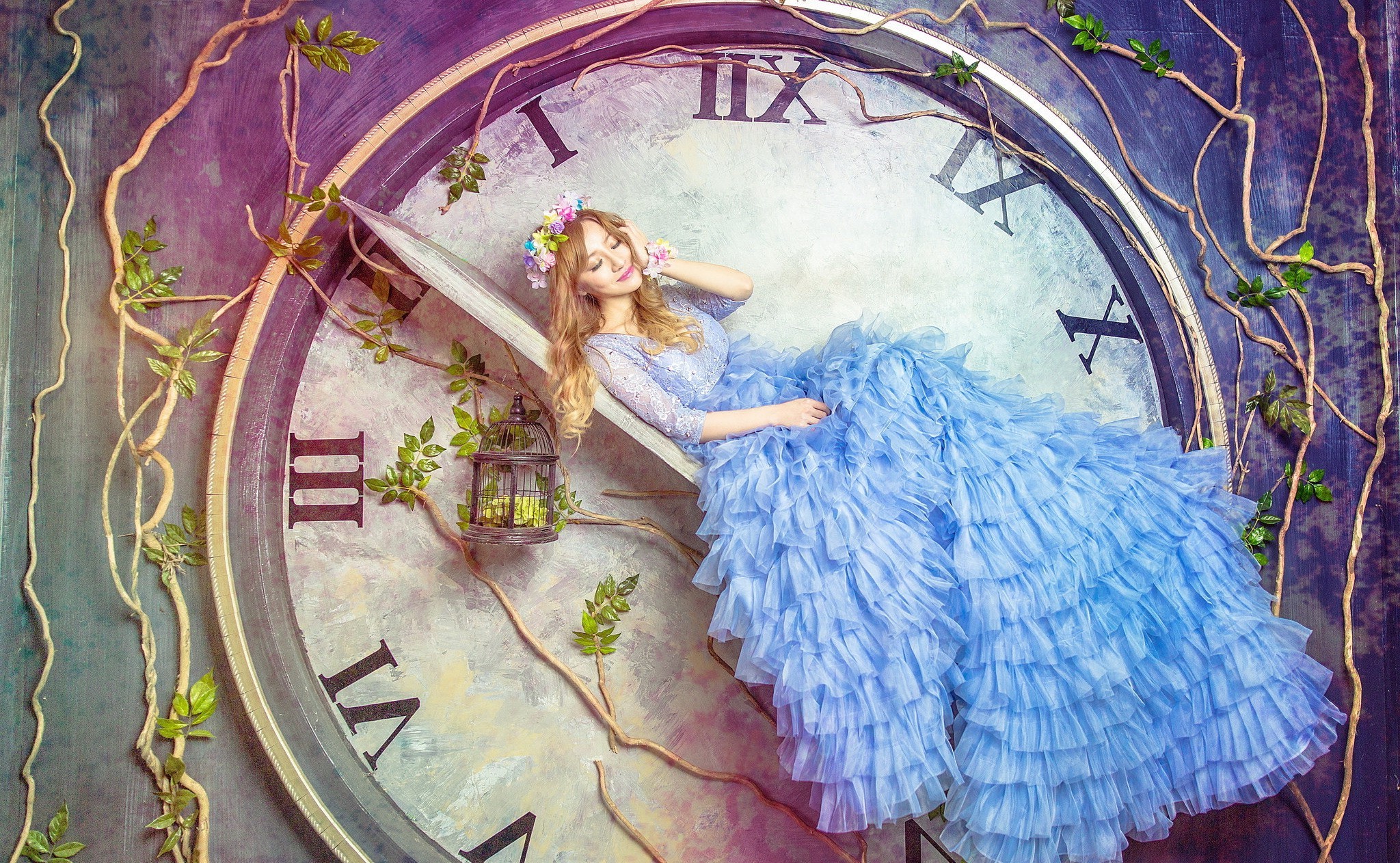 women, Model, Alice, Clocks, Fantasy Art Wallpaper