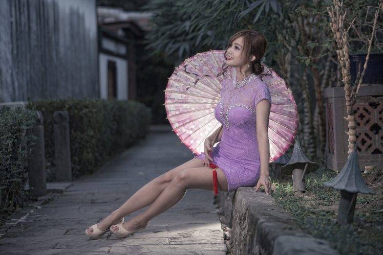 Asian, Women, Model, Umbrella HD Wallpaper Desktop Background