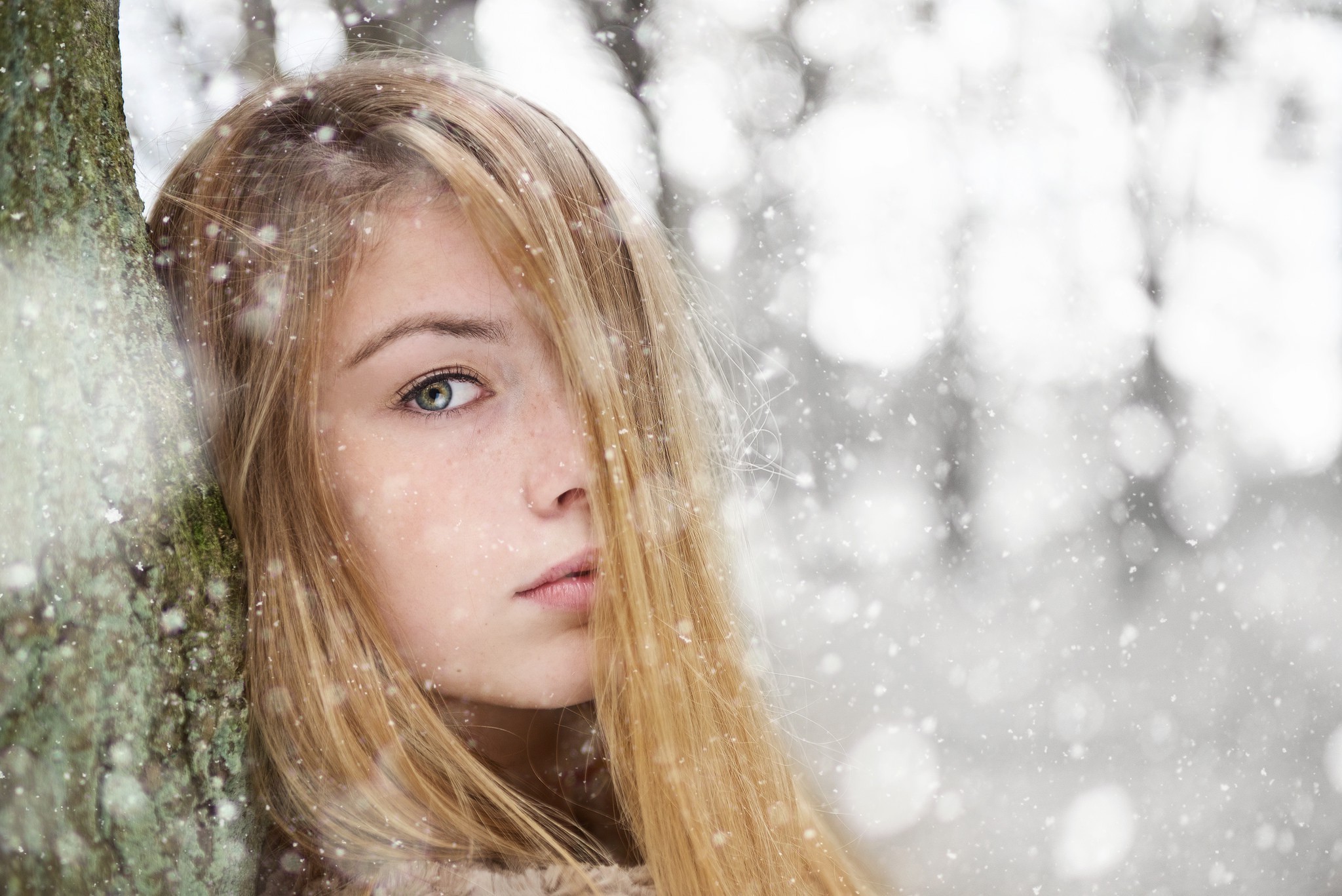 face, Women Outdoors, Model, Winter, Snow Wallpaper