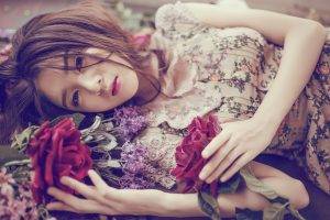 Asian, Women, Model, Flowers