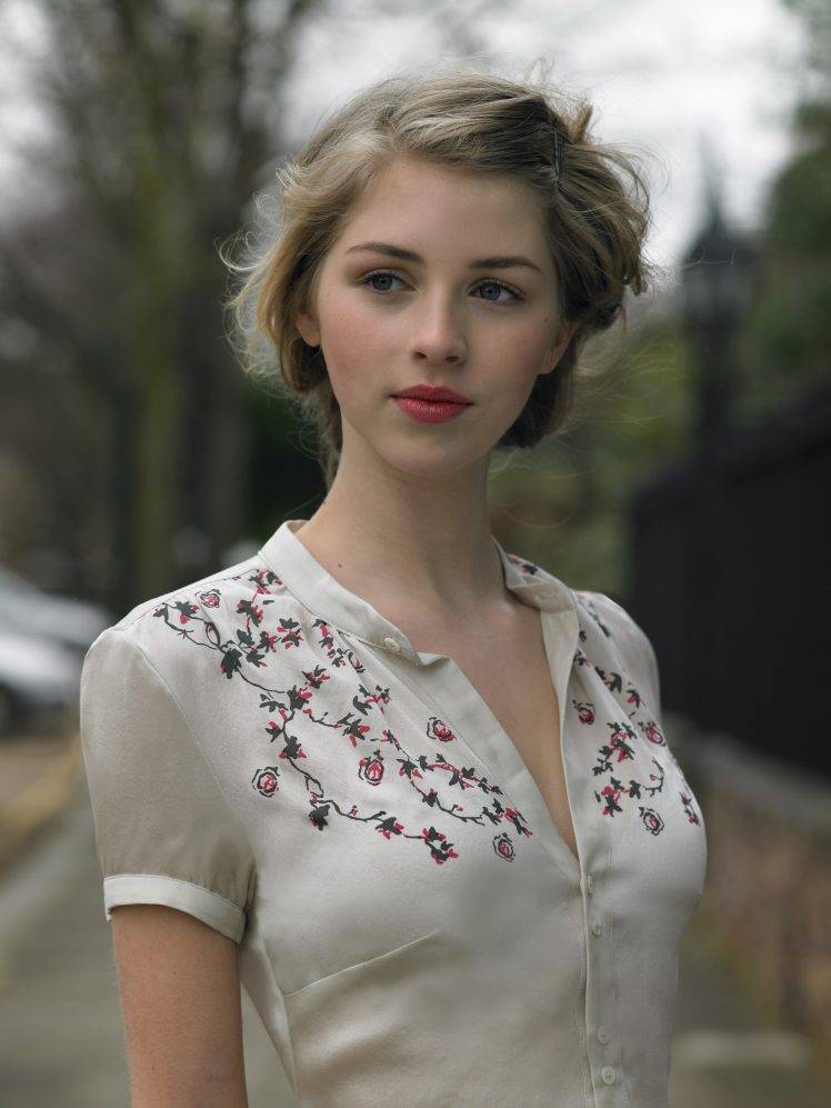 blonde, Actress, Hermione Corfield, Women, Blue Eyes, Face, Portrait HD Wallpaper Desktop Background