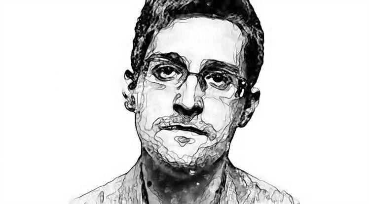 Edward Snowden, People, Painting, Portrait, Black, White HD Wallpaper Desktop Background