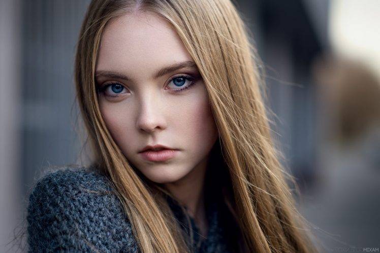 blue Eyes, Blonde, Ksenia Palenova, Sweater, Maxim Magazine HD Wallpaper Desktop Background