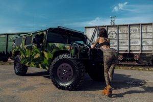 Katerina Kas, Women, Model, Women With Cars, Women Outdoors, Ass, Back, Tattoos, Alex Bazilev, Shoes, Camouflage, Pants, Black Tops, Leather Leggings