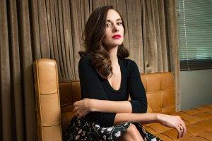 actress, Brunette, Women, Celebrity, Sitting, Alison Brie, Looking At Viewer, Black Dress