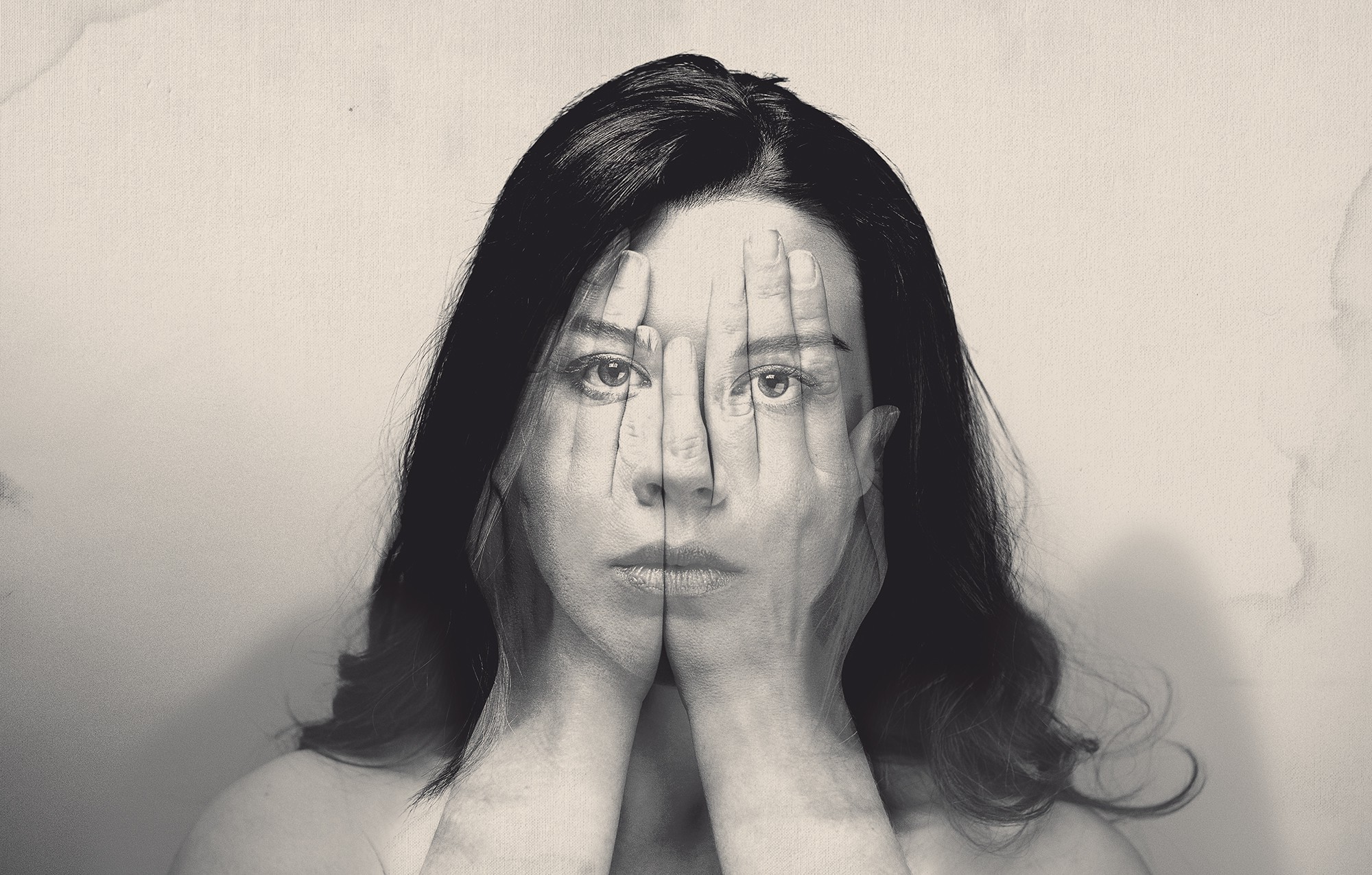 women, Double Exposure, Photo Manipulation, Monochrome Wallpaper